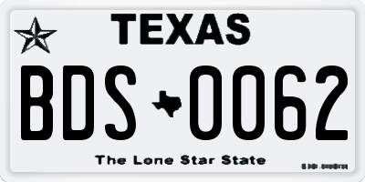 TX license plate BDS0062