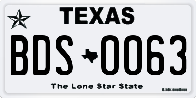 TX license plate BDS0063
