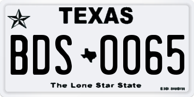 TX license plate BDS0065