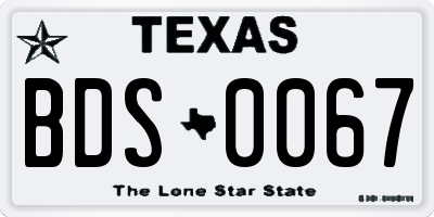 TX license plate BDS0067