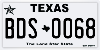 TX license plate BDS0068