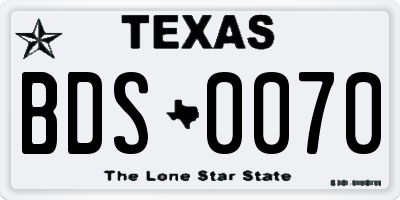 TX license plate BDS0070