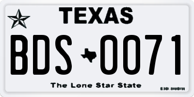 TX license plate BDS0071