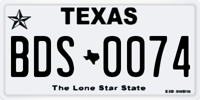 TX license plate BDS0074