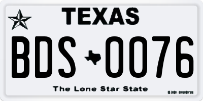 TX license plate BDS0076