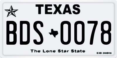 TX license plate BDS0078