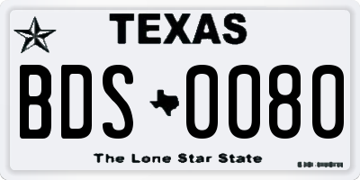 TX license plate BDS0080