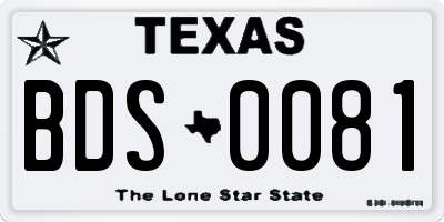 TX license plate BDS0081