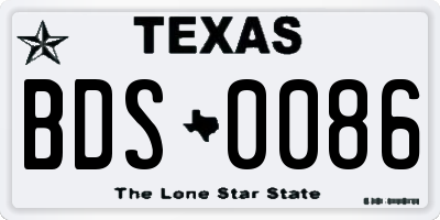TX license plate BDS0086
