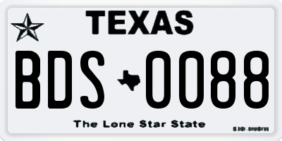 TX license plate BDS0088