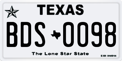 TX license plate BDS0098
