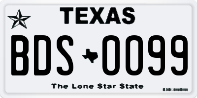 TX license plate BDS0099