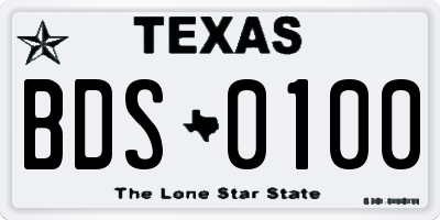 TX license plate BDS0100