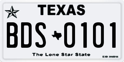 TX license plate BDS0101