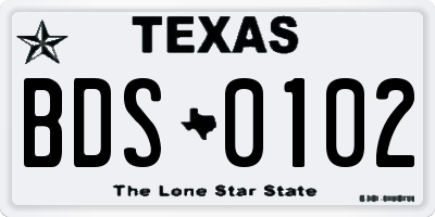 TX license plate BDS0102