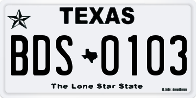 TX license plate BDS0103