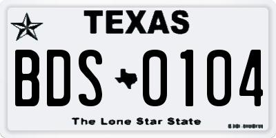 TX license plate BDS0104