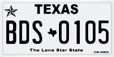 TX license plate BDS0105