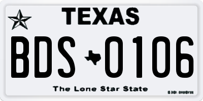 TX license plate BDS0106