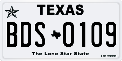 TX license plate BDS0109