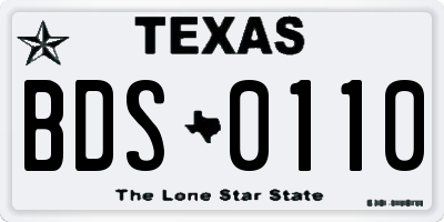 TX license plate BDS0110