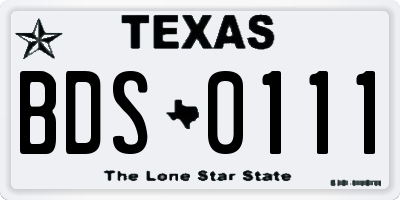 TX license plate BDS0111