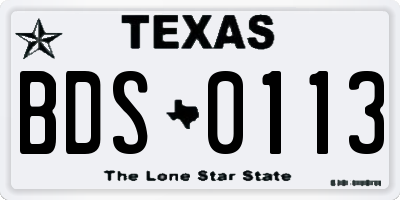 TX license plate BDS0113