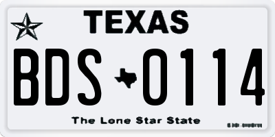 TX license plate BDS0114