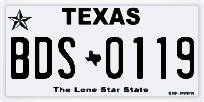 TX license plate BDS0119