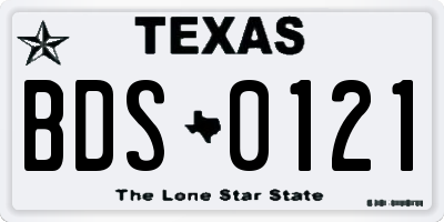 TX license plate BDS0121