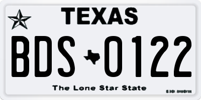 TX license plate BDS0122