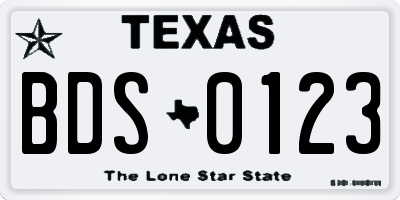 TX license plate BDS0123