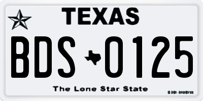 TX license plate BDS0125