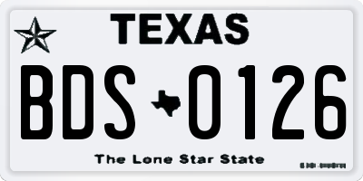 TX license plate BDS0126