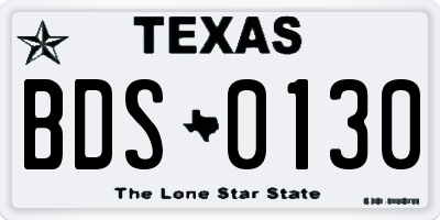 TX license plate BDS0130