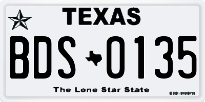 TX license plate BDS0135