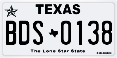 TX license plate BDS0138