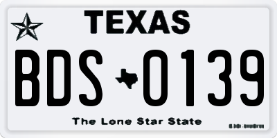 TX license plate BDS0139