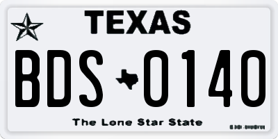 TX license plate BDS0140