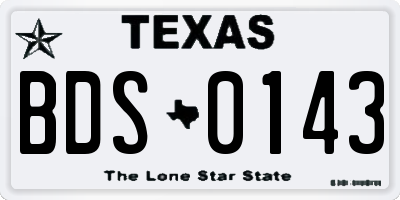 TX license plate BDS0143
