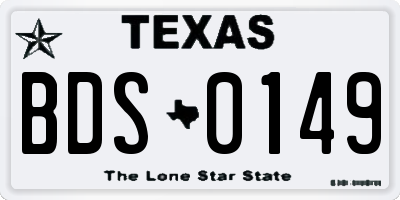 TX license plate BDS0149