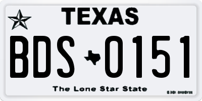 TX license plate BDS0151