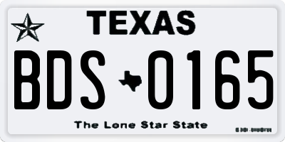 TX license plate BDS0165