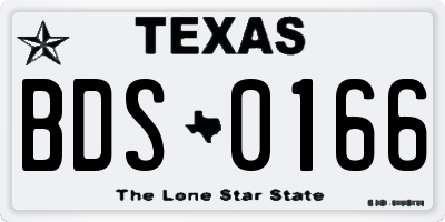 TX license plate BDS0166