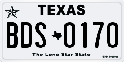 TX license plate BDS0170