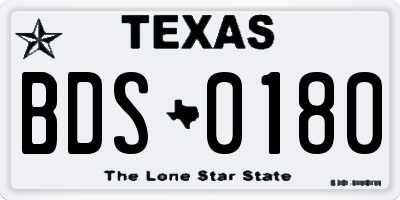 TX license plate BDS0180