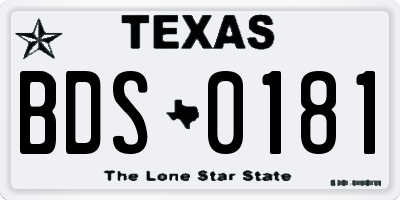 TX license plate BDS0181