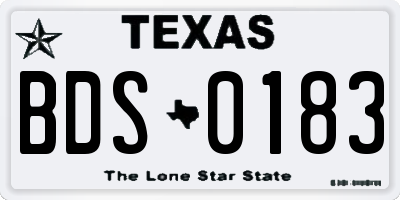 TX license plate BDS0183