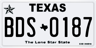 TX license plate BDS0187