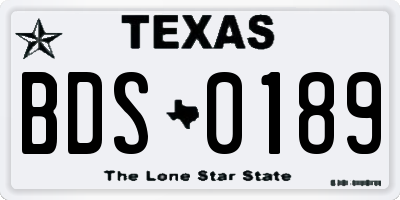 TX license plate BDS0189